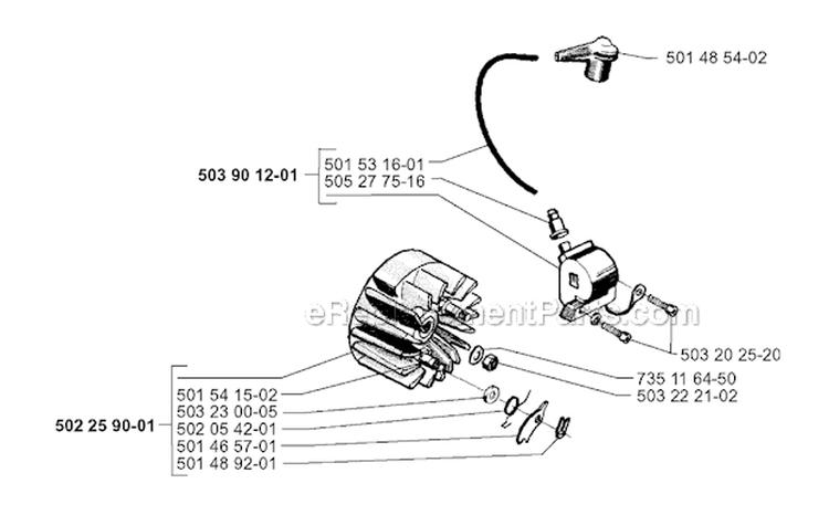 Ignition System Diagram and Parts List for 252RX 1999-04 Husqvarna Brush Cutter