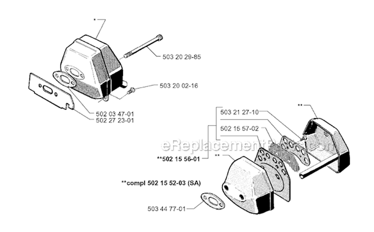 Muffler Diagram and Parts List for 252RX 1999-04 Husqvarna Brush Cutter