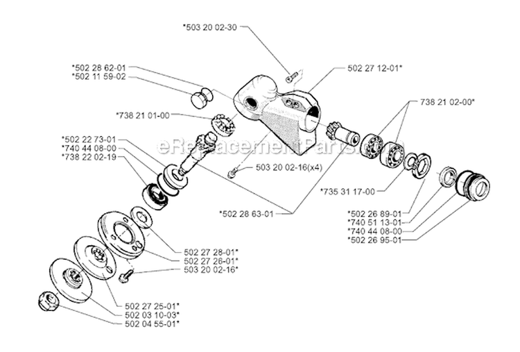 Bevel Gear Diagram and Parts List for 252RX 1999-04 Husqvarna Brush Cutter