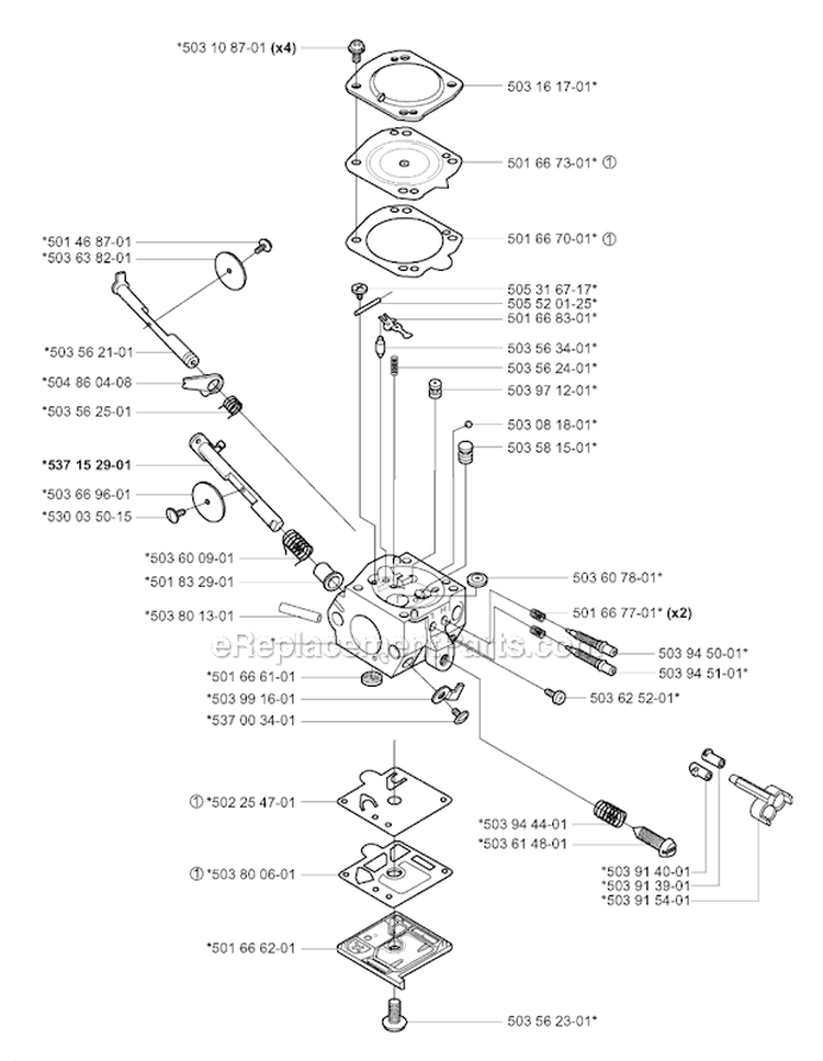 Carburetor Details (Walbro Had-187) Diagram and Parts List for 252RX 2001-05 Husqvarna Brush Cutter