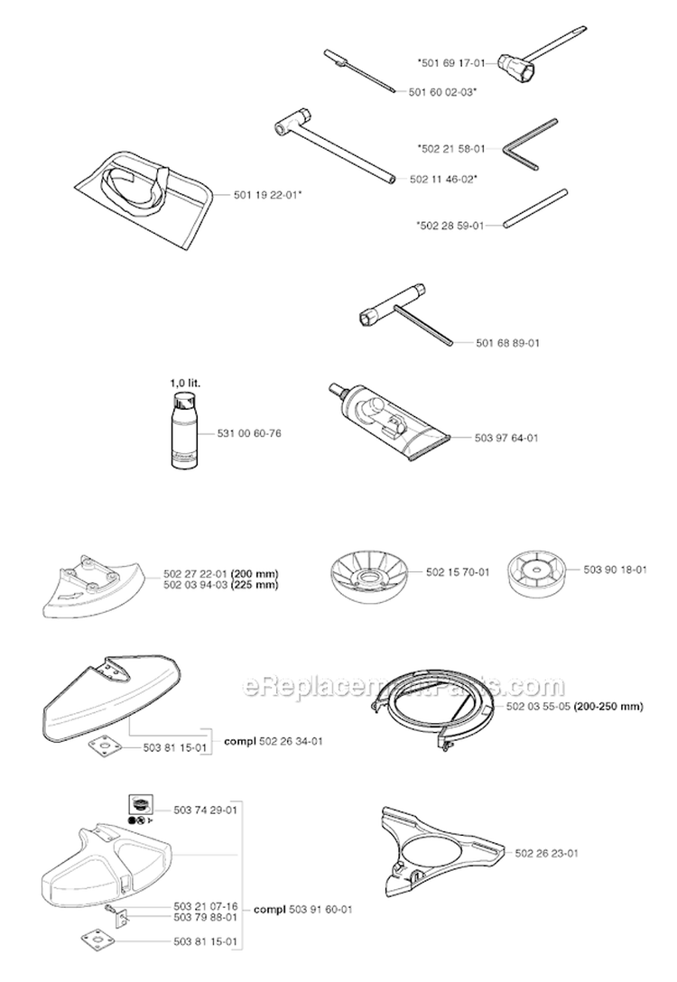 Accessories Diagram and Parts List for 252RX 2002-08 Husqvarna Brush Cutter