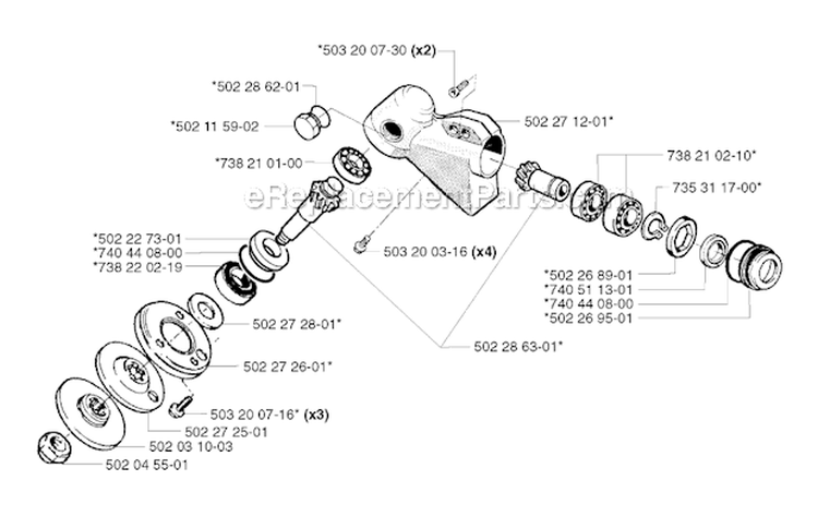 Steering Column Diagram and Parts List for 252RX 2002-08 Husqvarna Brush Cutter