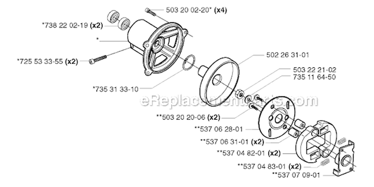Clutch Diagram and Parts List for 252RX 2002-08 Husqvarna Brush Cutter