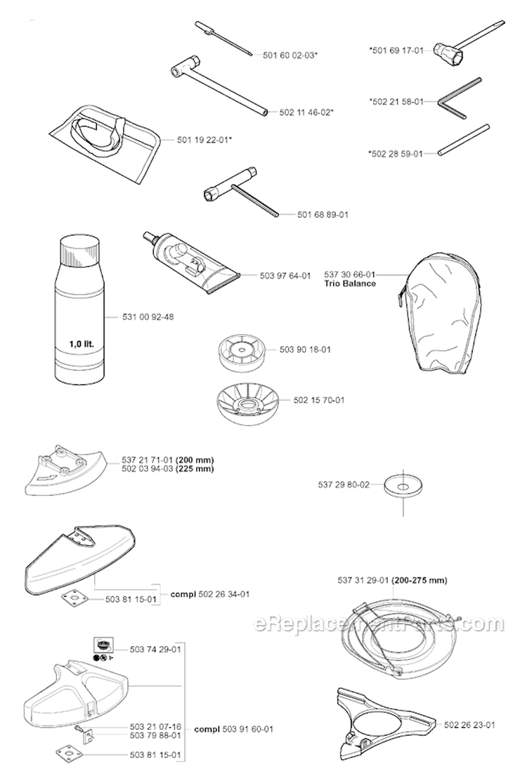 Accessories Diagram and Parts List for 252RX 2006-01 Husqvarna Brush Cutter