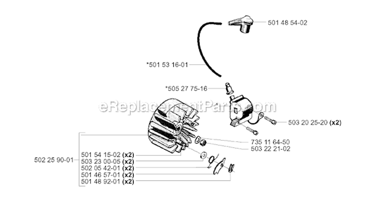 Ignition System Diagram and Parts List for 252RX 2006-01 Husqvarna Brush Cutter