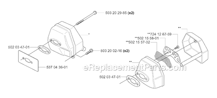 Muffler Diagram and Parts List for 252RX 2006-01 Husqvarna Brush Cutter