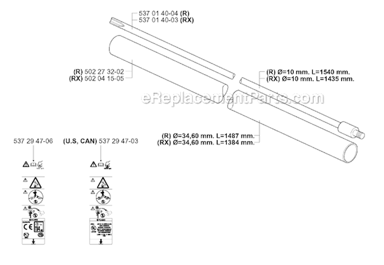Shaft Diagram and Parts List for 252RX 2006-01 Husqvarna Brush Cutter