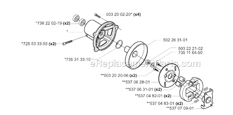 Clutch Diagram and Parts List for 252RX 2006-01 Husqvarna Brush Cutter