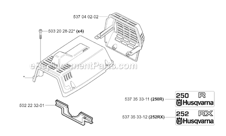 Cylinder Cover Diagram and Parts List for 252RX 2006-01 Husqvarna Brush Cutter