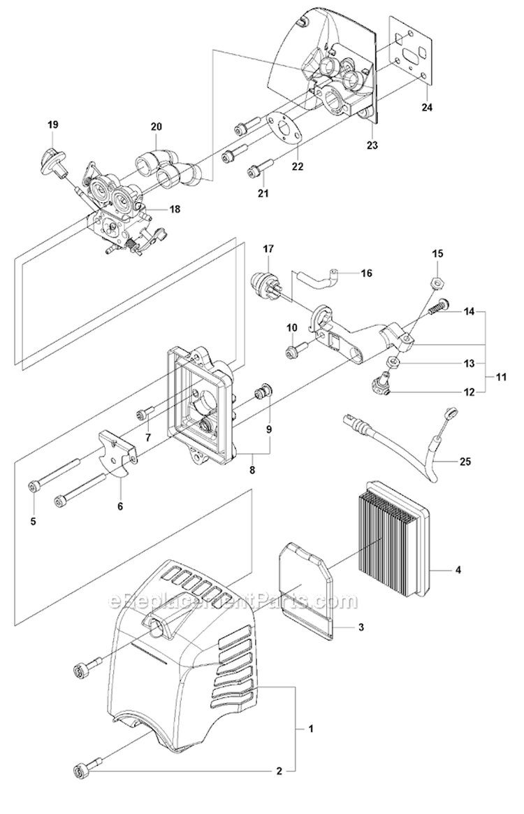 Intake Diagram and Parts List for 253RB 2010-03 Husqvarna Brush Cutter