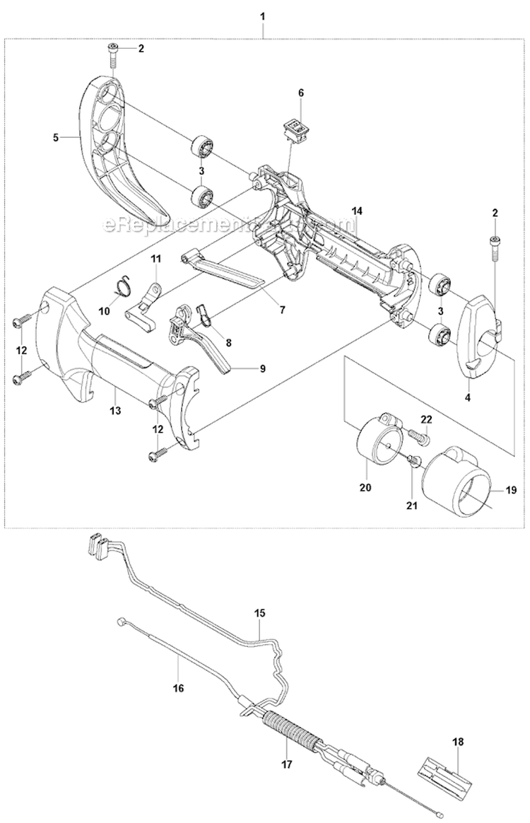 Throttle Controls Diagram and Parts List for 253RB 2010-03 Husqvarna Brush Cutter