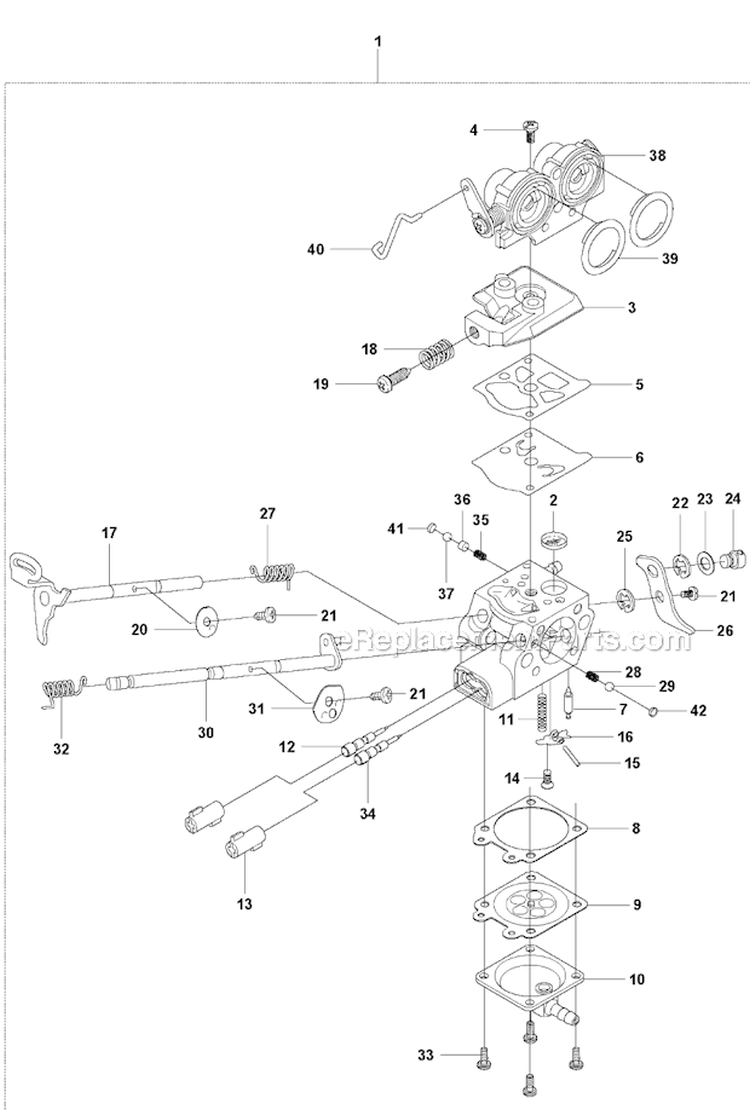 Carburetor Diagram and Parts List for 253RB 2010-03 Husqvarna Brush Cutter