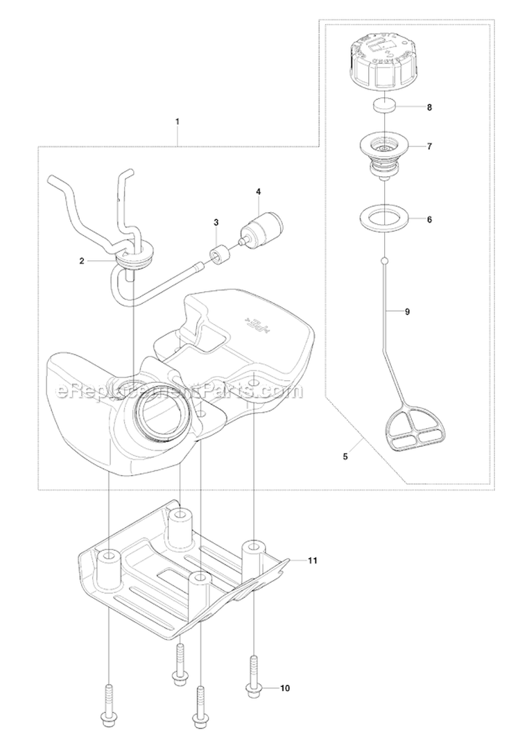 Fuel Tank Diagram and Parts List for 253RJ 2009-04 Husqvarna Brush Cutter