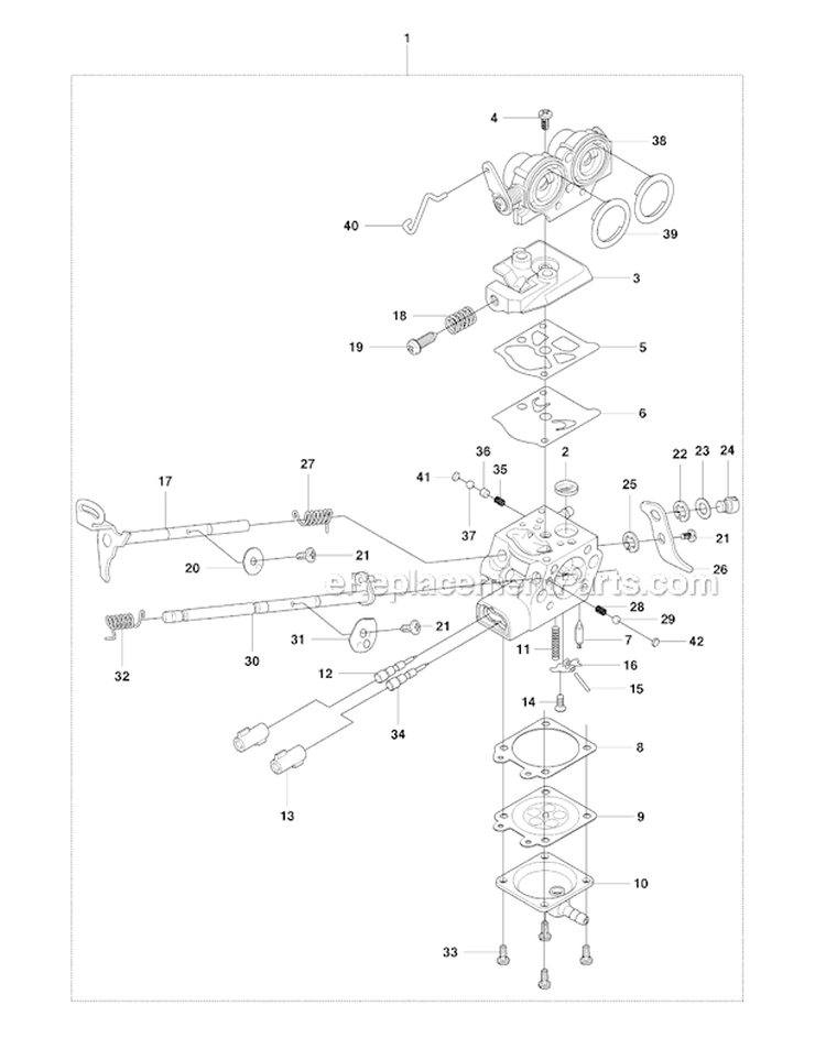 Carburetor Details Diagram and Parts List for 253RJ 2009-04 Husqvarna Brush Cutter