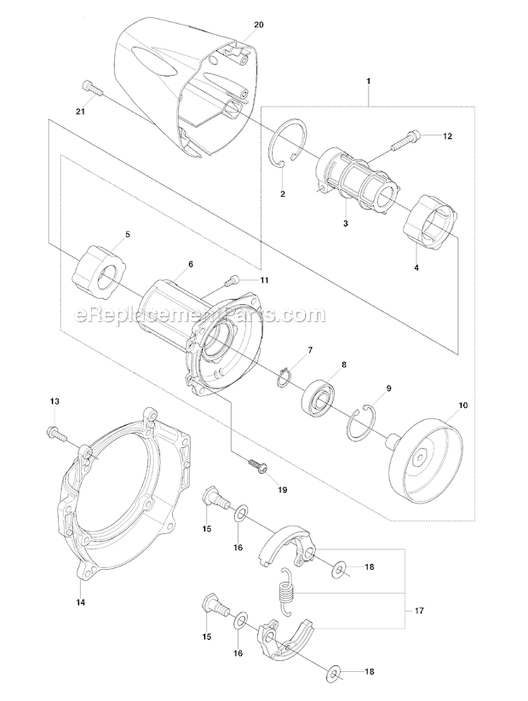 Clutch Diagram and Parts List for 253RJ 2009-04 Husqvarna Brush Cutter