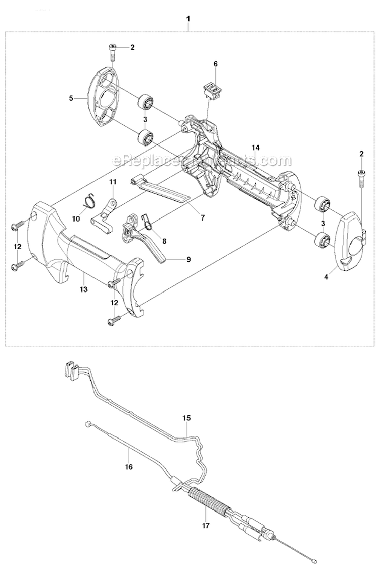 Throttle Controls Diagram and Parts List for 253RJ 2011-08 Husqvarna Brush Cutter