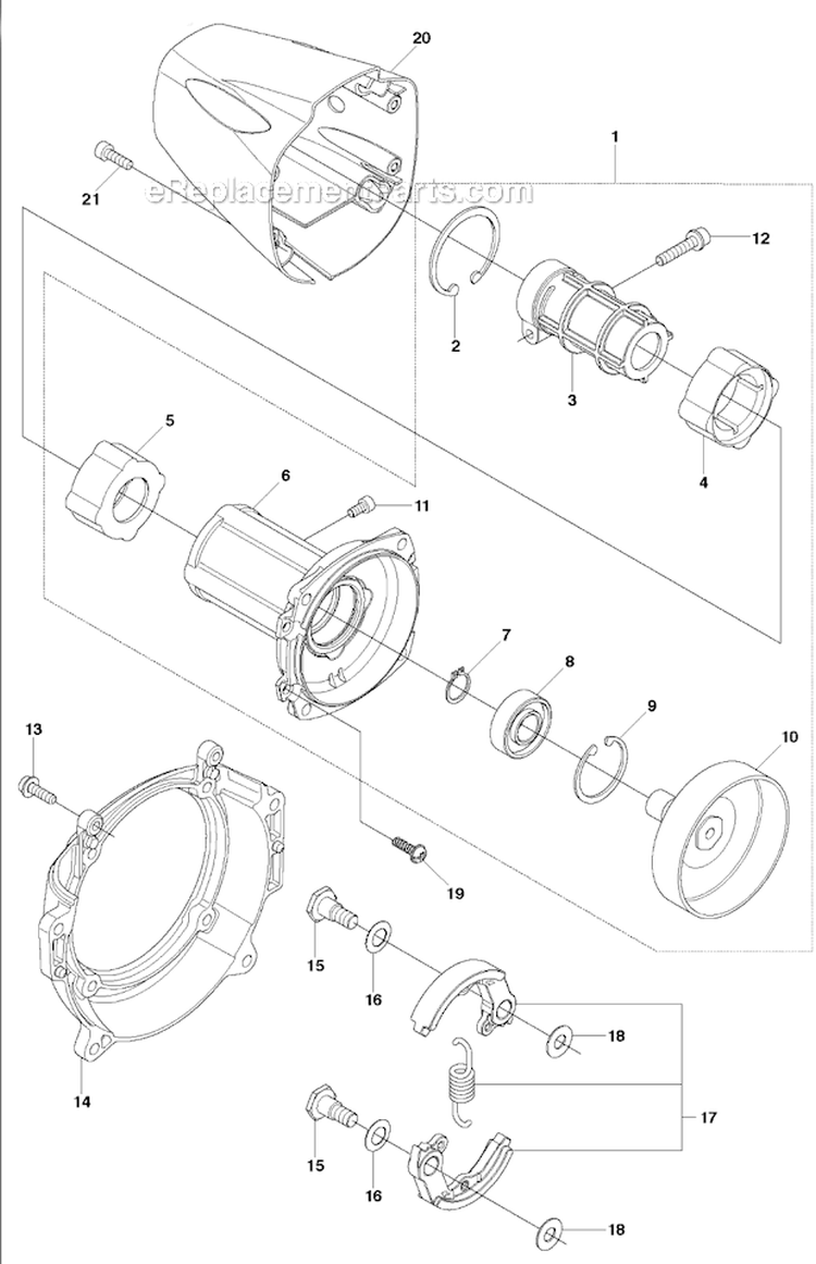 Clutch Diagram and Parts List for 253RJ 2011-08 Husqvarna Brush Cutter