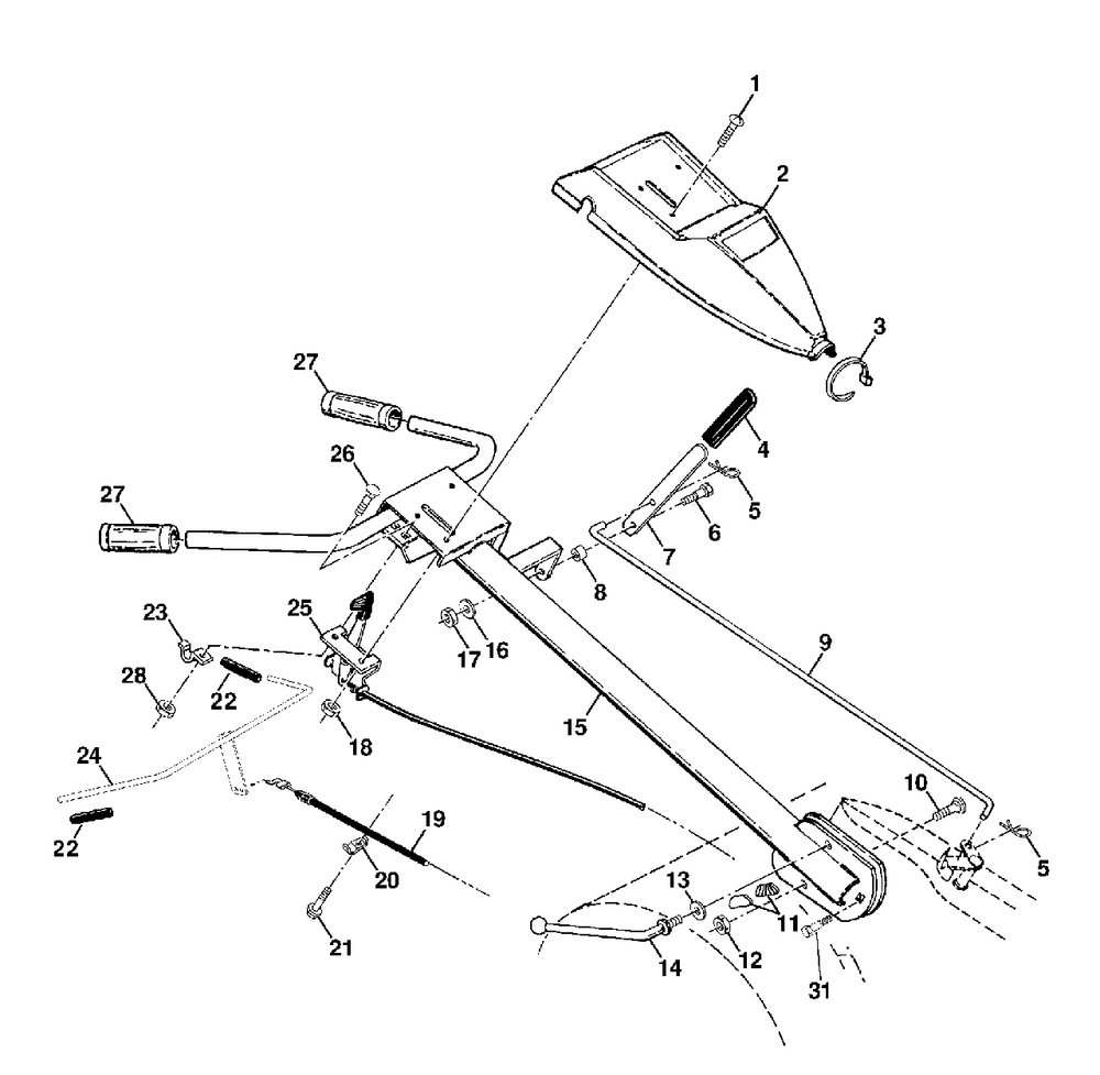 Handle Assembly Diagram and Parts List for 550CRTH (954140064-B)(1999-03) Husqvarna Tiller