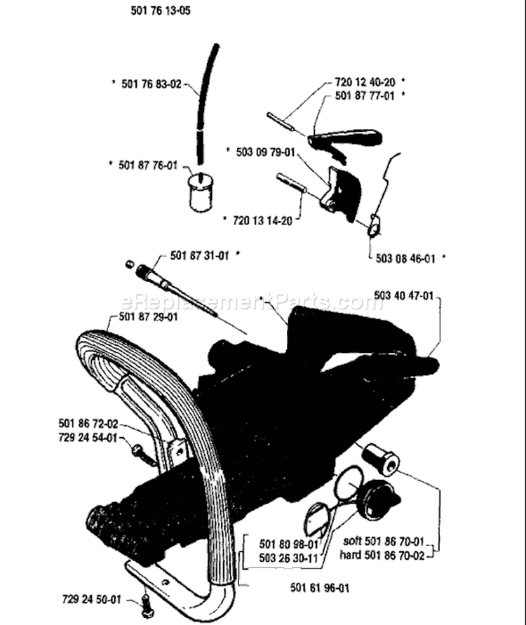Page L Diagram and Parts List for 254 1986-04 Husqvarna Chainsaw