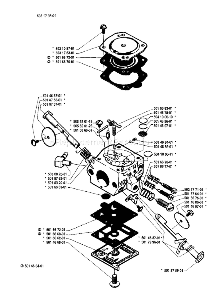 Page B Diagram and Parts List for 254 1986-04 Husqvarna Chainsaw