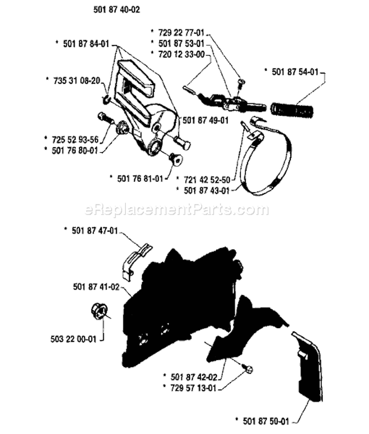 Page C Diagram and Parts List for 254 1986-04 Husqvarna Chainsaw