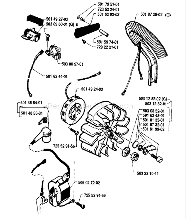 Page F Diagram and Parts List for 254 1986-04 Husqvarna Chainsaw