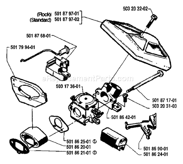 Page A Diagram and Parts List for 254 1987-01 Husqvarna Chainsaw