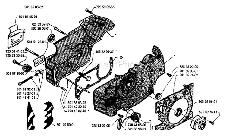 Page D Diagram and Parts List for 254 1987-01 Husqvarna Chainsaw
