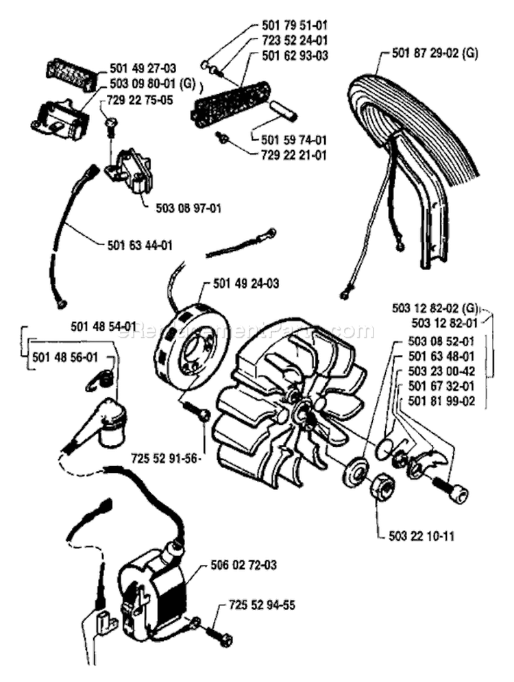 Page F Diagram and Parts List for 254 1987-01 Husqvarna Chainsaw