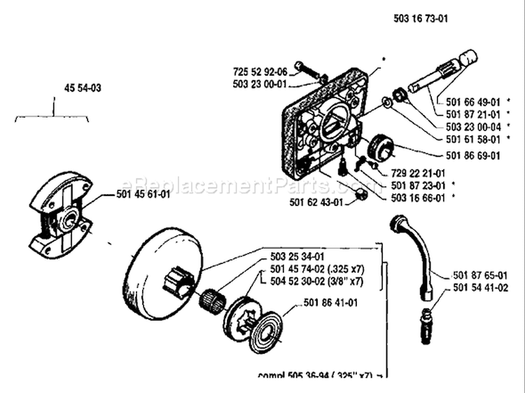Page H Diagram and Parts List for 254 1987-01 Husqvarna Chainsaw