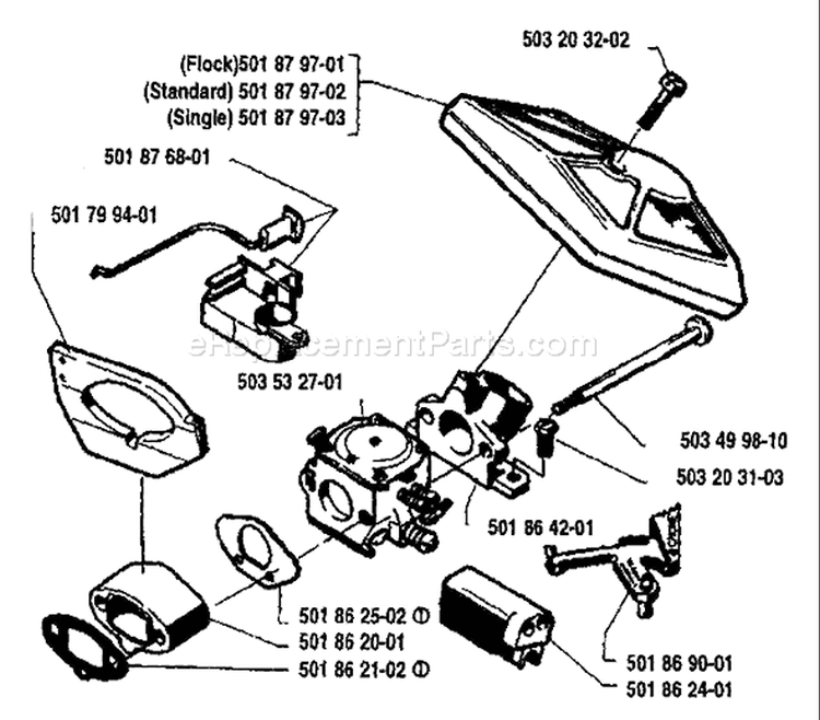 Page A Diagram and Parts List for 254 1988-02 Husqvarna Chainsaw