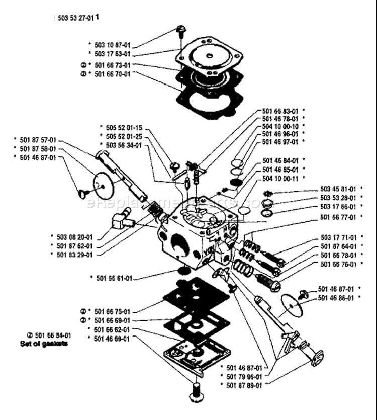 Page B Diagram and Parts List for 254 1988-02 Husqvarna Chainsaw