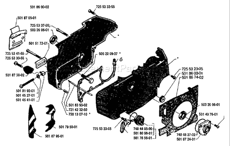 Page D Diagram and Parts List for 254 1988-02 Husqvarna Chainsaw