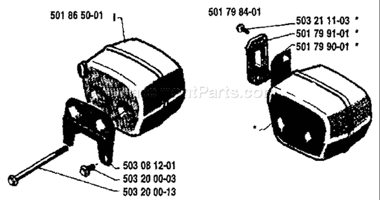 Page H Diagram and Parts List for 254 1988-02 Husqvarna Chainsaw