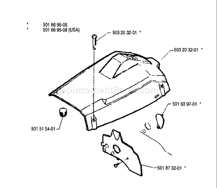 Page M Diagram and Parts List for 254 1990-05 Husqvarna Chainsaw