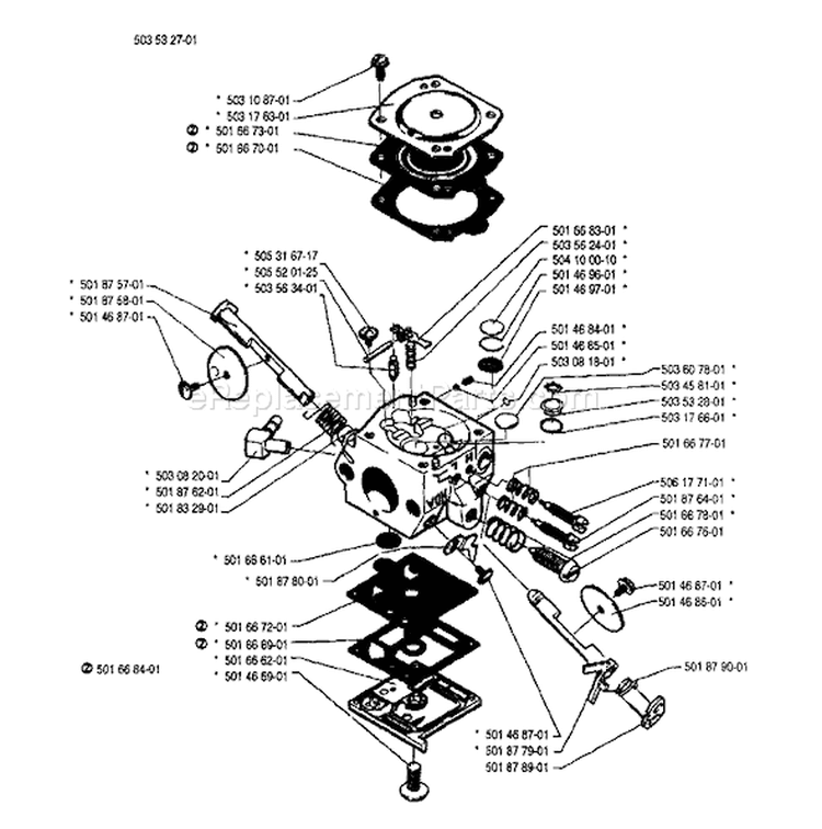 Page B Diagram and Parts List for 254 1990-05 Husqvarna Chainsaw