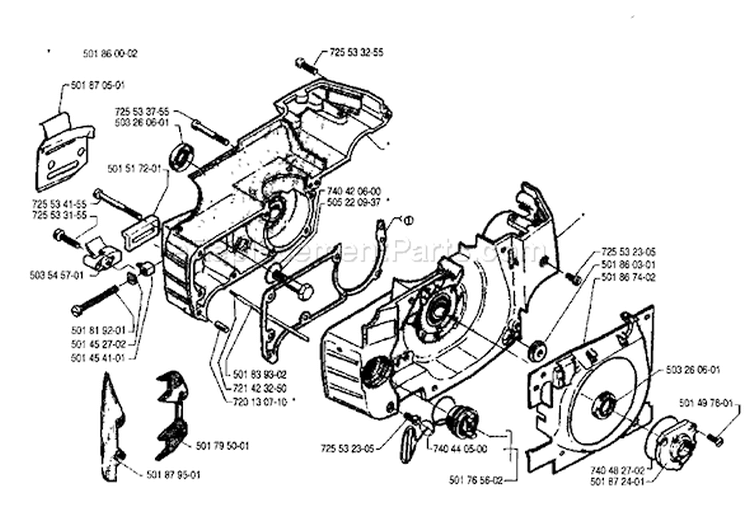 Page E Diagram and Parts List for 254 1990-05 Husqvarna Chainsaw