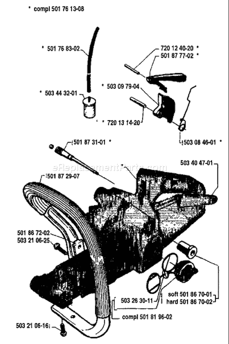 Page L Diagram and Parts List for 254 1992-10 Husqvarna Chainsaw