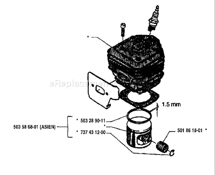 Page J Diagram and Parts List for 254 1994-06 Husqvarna Chainsaw