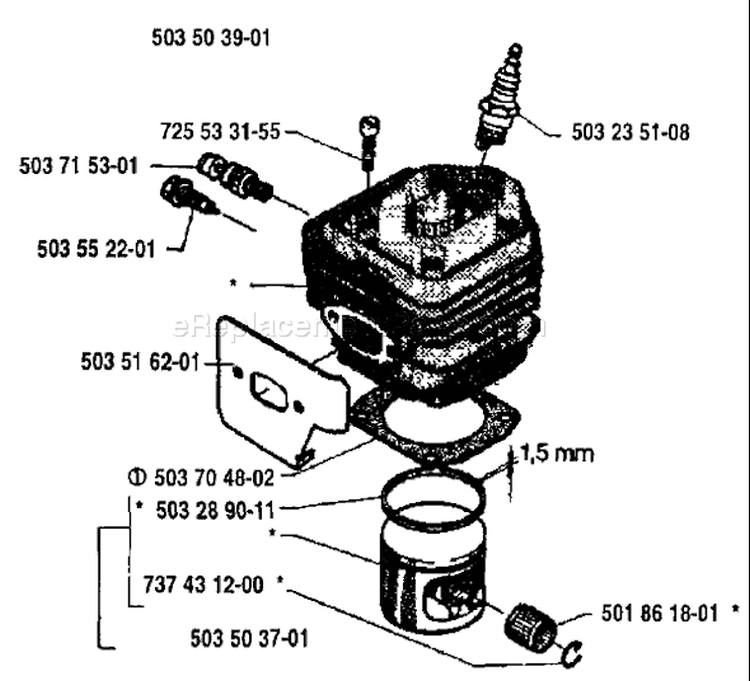 Page K Diagram and Parts List for 254 1994-06 Husqvarna Chainsaw