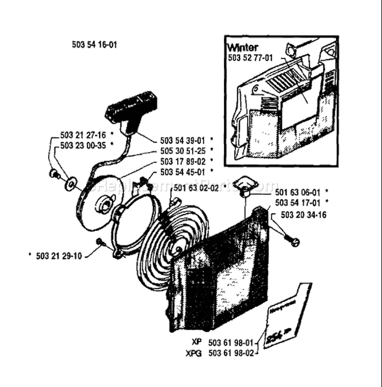 Page M Diagram and Parts List for 254 1994-06 Husqvarna Chainsaw
