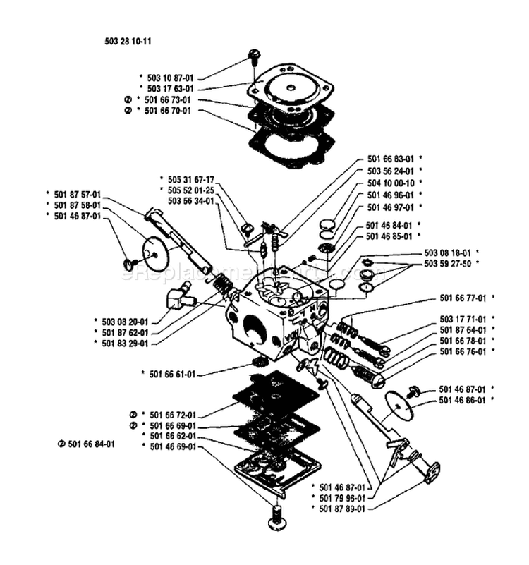 Page B Diagram and Parts List for 254 1994-06 Husqvarna Chainsaw