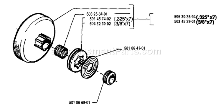 Page F Diagram and Parts List for 254 1994-06 Husqvarna Chainsaw