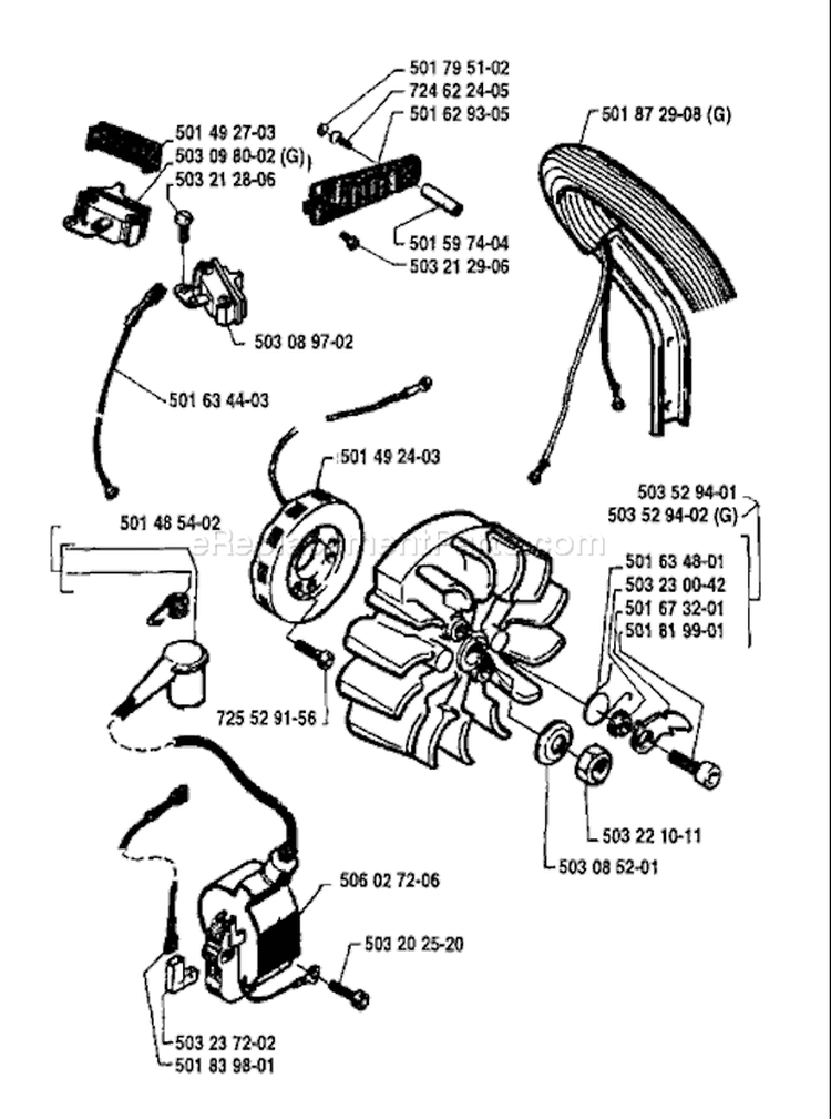 Page G Diagram and Parts List for 254 1994-06 Husqvarna Chainsaw