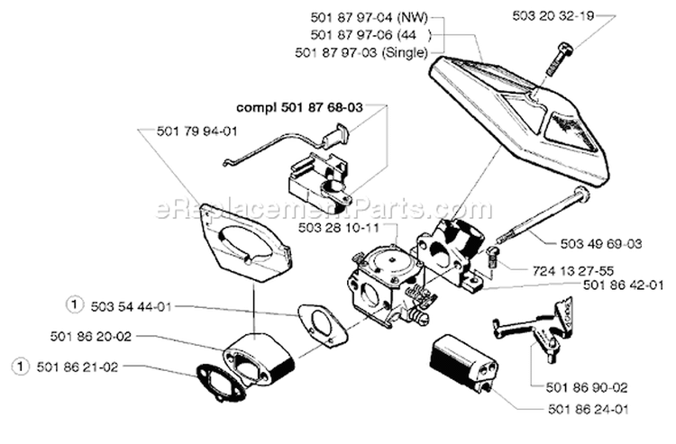 Page A Diagram and Parts List for 254 1996-01 Husqvarna Chainsaw
