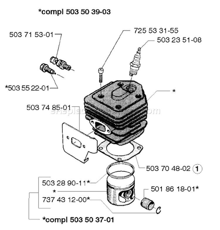 Page K Diagram and Parts List for 254 1996-01 Husqvarna Chainsaw