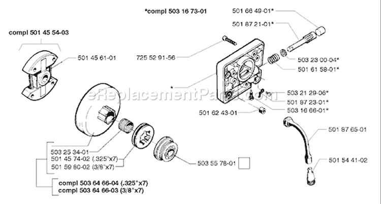 Page D Diagram and Parts List for 254 1996-01 Husqvarna Chainsaw