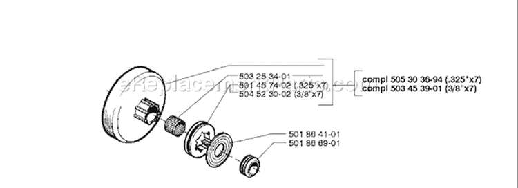 Page H Diagram and Parts List for 254 1996-01 Husqvarna Chainsaw