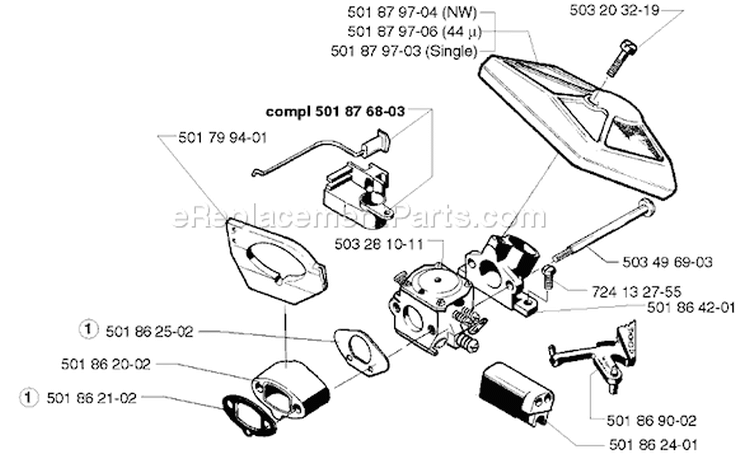 Page A Diagram and Parts List for 254 1998-03 Husqvarna Chainsaw