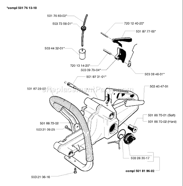 Page L Diagram and Parts List for 254 1998-03 Husqvarna Chainsaw